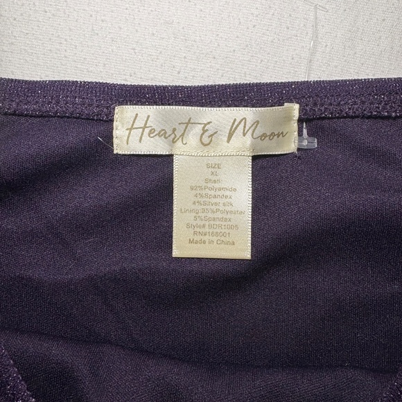 Heart&Moon Fit & Flare Long Sleeve Bodycon MIDI Dress Glittery Purple Sz XL NEW - Picture 6 of 9